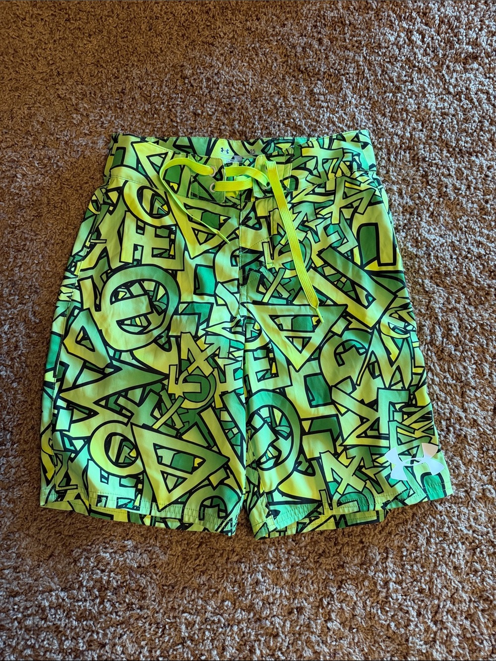 Under Armour Boys Neon Yellow & Green Graphic Swim Trunks